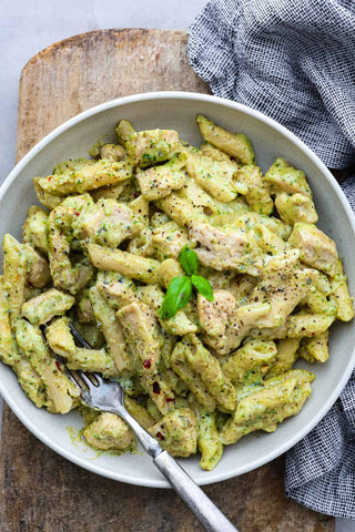Hot Penne Pesto with Grilled Chicken Hot Penne Pesto with Grilled Chicken