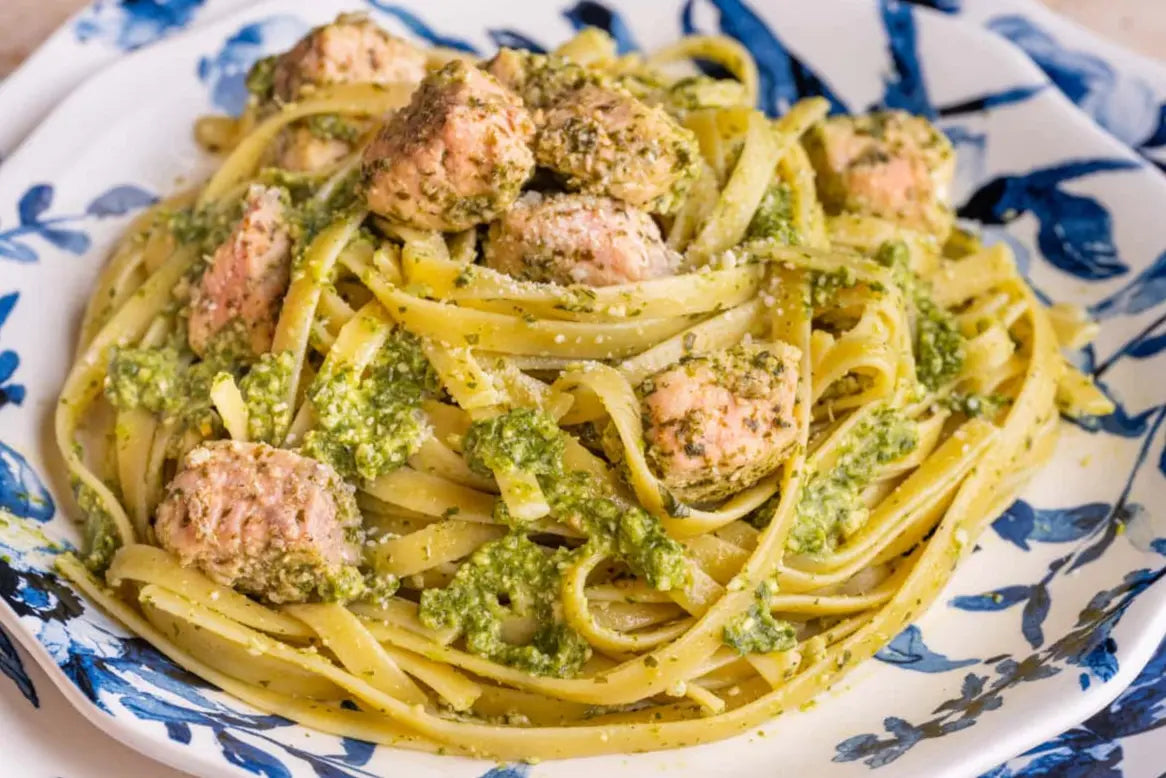 Salmon And Pesto Linguine