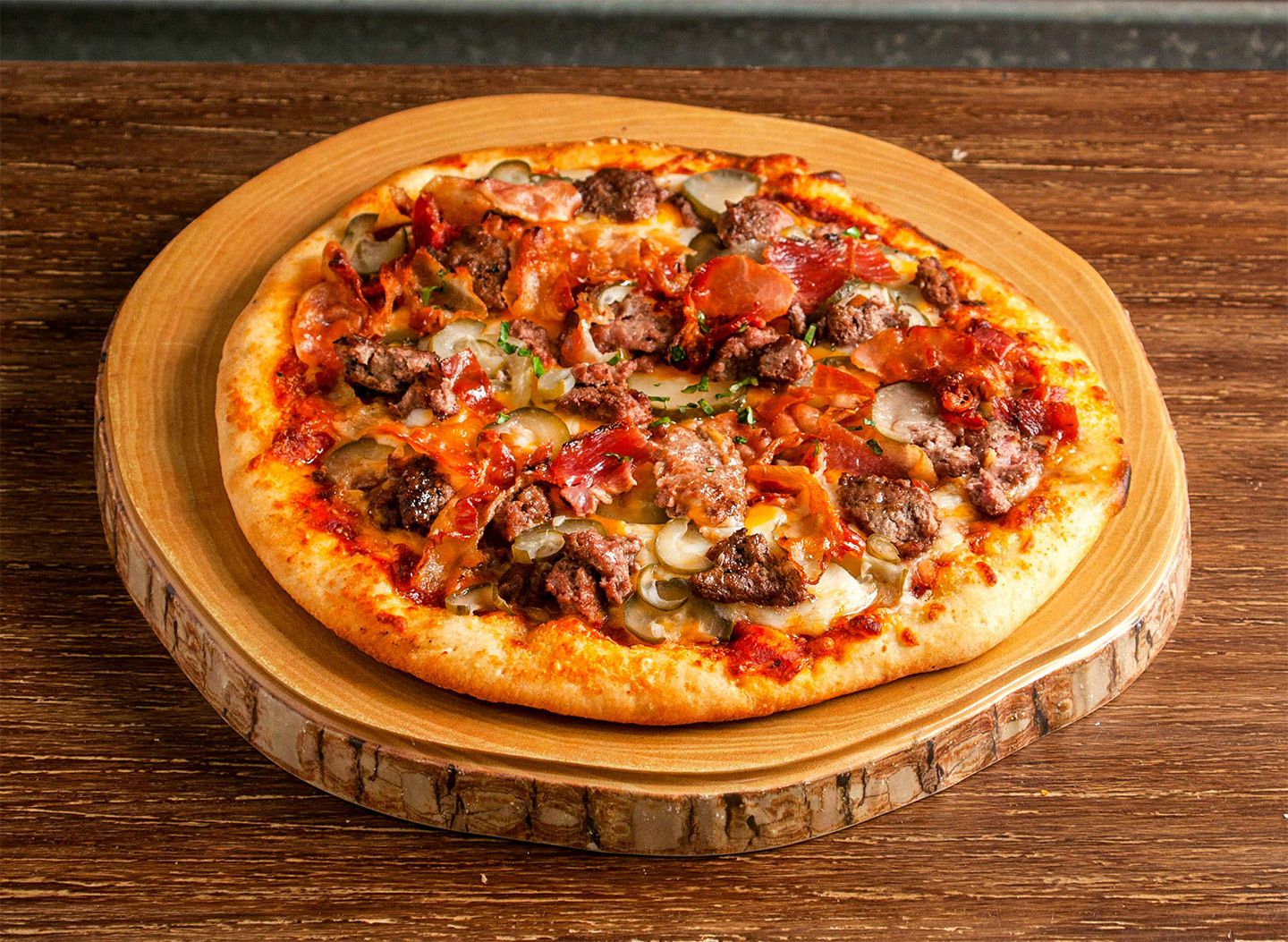 Wagyu Bacon Cheese Burger Pizza